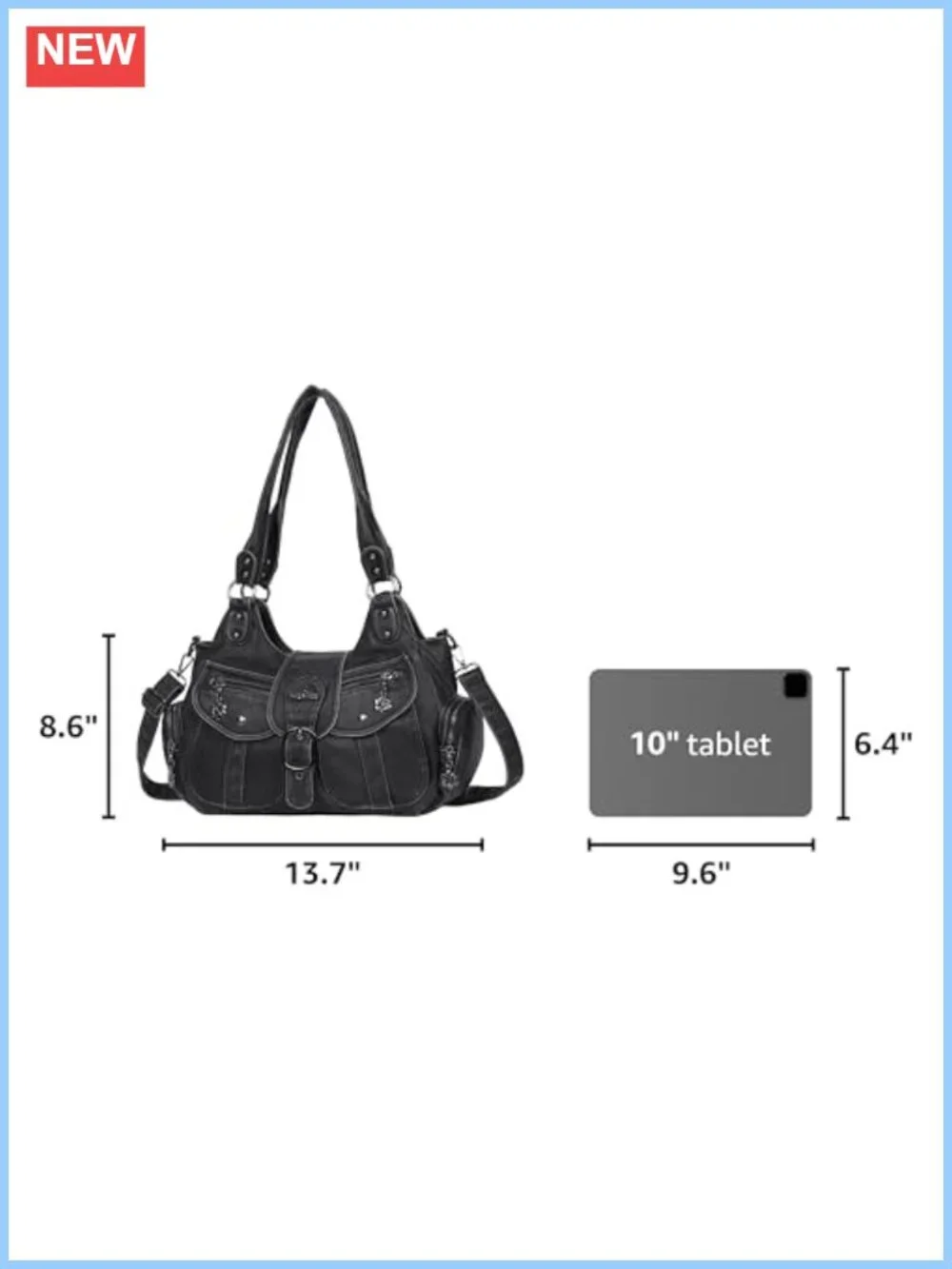Vegan Leather Hobo Tote Bag Women Shoulder Purse Crossbody Handbag Roomy